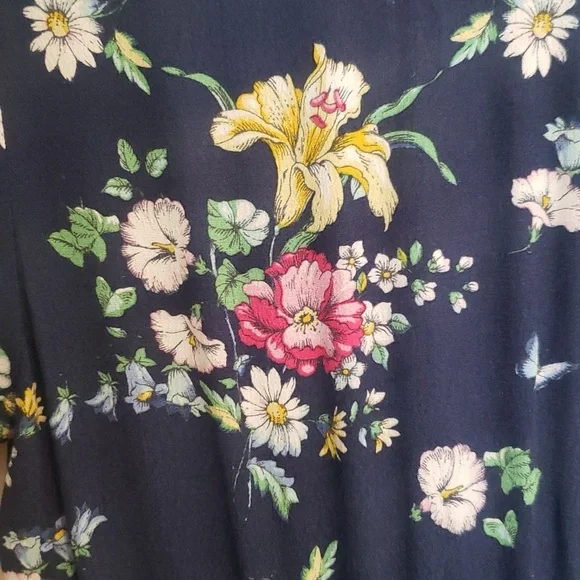 GAP x Sarah Jessica Parker Blue Floral Spring Midi Dress Size M - Picture 4 of 6